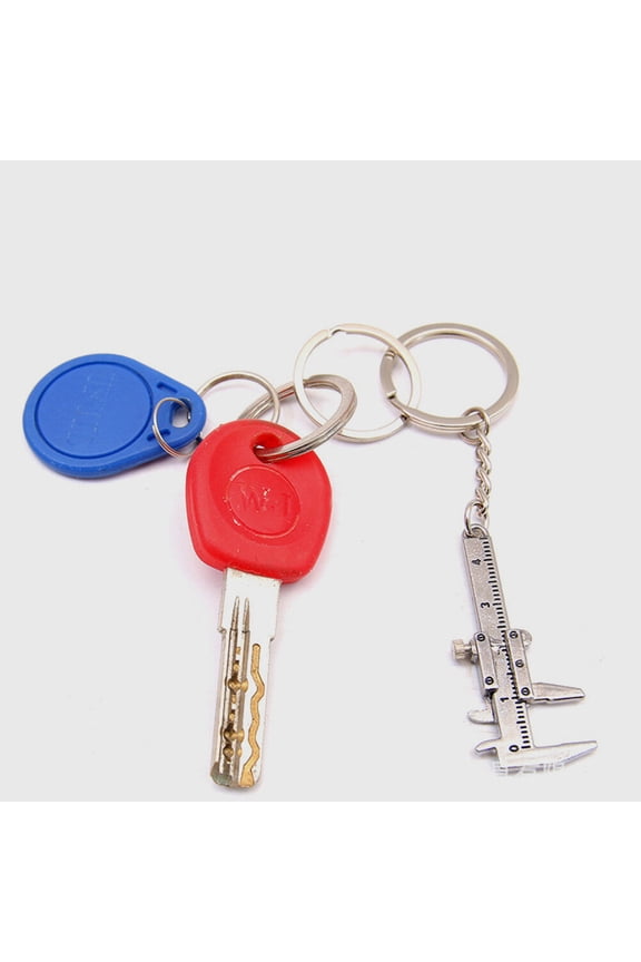 2Pcs Silver Gauge Caliper Keychain Small Portable Measuring Instrument Accurate Scale
