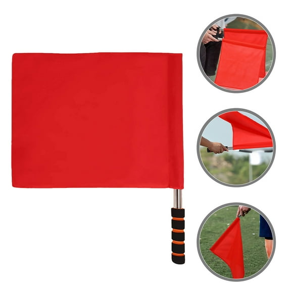 Clispeed 2Pcs Sports Referee Flags Red for Soccer Track Field Basketball with Portable Handle