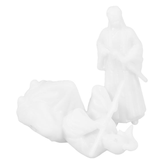 Clispeed Resin Ancient Chinese Warrior Figurine White Micro Landscape Home Decor 2Pcs