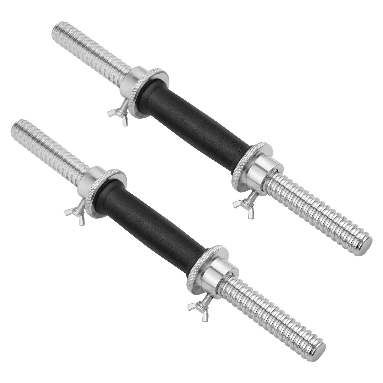 Clispeed 2pcs Dumbbell Bars Cast Iron Dumbbell Handles with 4 Double Safety Nuts Barbell Bars