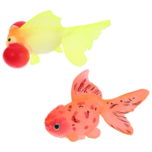 Clispeed 2pcs Glowing Aquarium Decoration Silicone Goldfish Figurine Multi Fish Shape