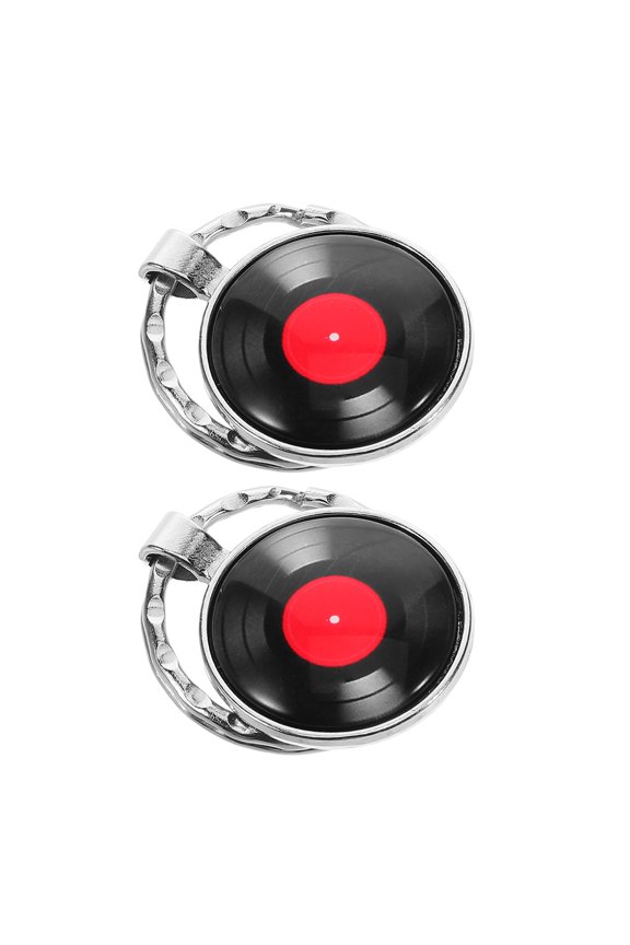 2Pcs Metal Vinyl Record Keychain Creative Music Pendant Key Holder for Backpacks