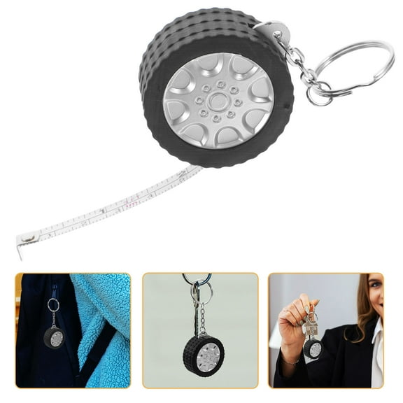 Clispeed 2Pcs Small Retractable Tape Measure Keychain Accurate Alloy Black for Decoration