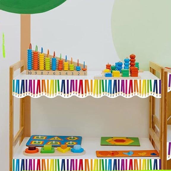 Clispeed Multi-Color Coated Pencil Border Stickers for Bulletin Boards, , and Door Decorations, Classroom & Office Use
