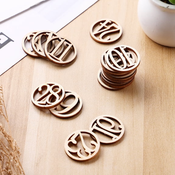 Clispeed 30Pcs Beige Wooden Numbers for Signs and Christmas Ornaments, Decorative Number Set for Holiday Crafts