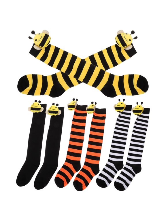 Cute Bee Socks Assorted Color Versatile All-Day Comfort Cosplay 4Pairs