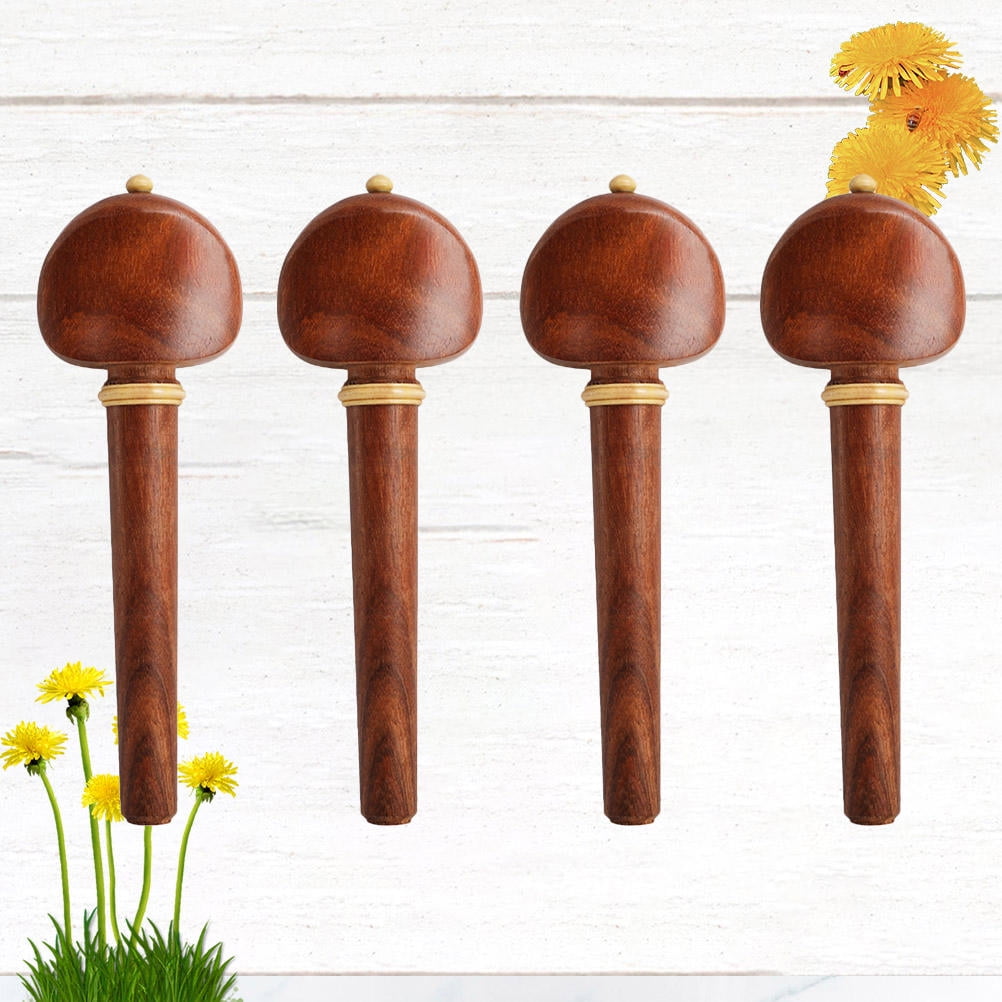Clispeed 4Pcs Solid Wood Cello Pegs Chocolate Rosewood Shaft Handles Set Durable Smooth Texture Accessories