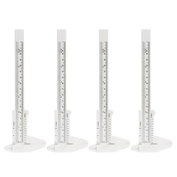 Clispeed 4Pcs White Lightweight Plastic Caliper Ruler Gauge for Step Depth and Industrial Measuring Use