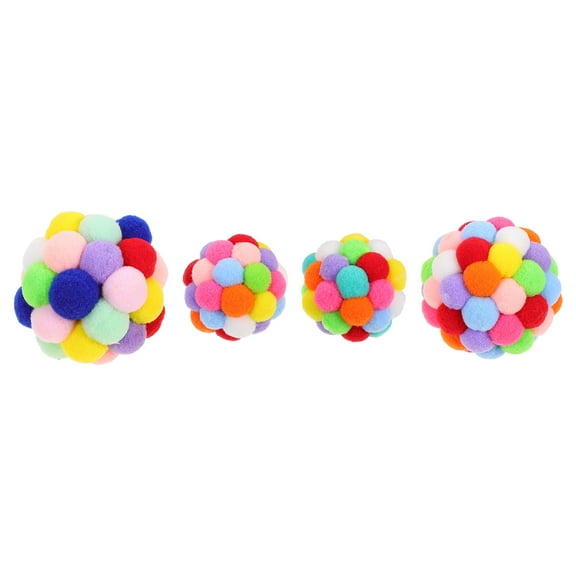 Clispeed 4pcs Automatically Rotate Cat Chasing Toys Plush Multi-colored Teasing Ball Toy