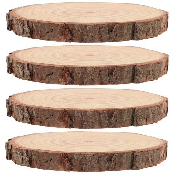 Clispeed 4pcs Wood Rounds for Wedding Centerpieces Beige Rustic DIY Lovers Items