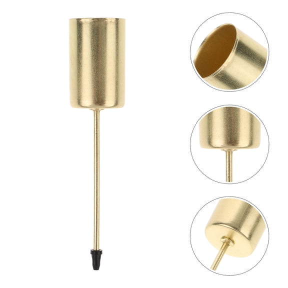 Clispeed 4Pcs Decorative Golden Candle Holder Inserts with Spike for Gar and Table Arrangements