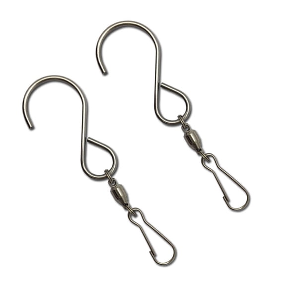 Clispeed 4-Pack Stainless Steel Self-Rotating S Hooks with Swivel for Hanging Wind Chimes, Displays, and More