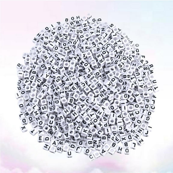 Clispeed letter charms for necklaces Cube Beads for Adults Acrylic White DIY Party Games 500 Pieces