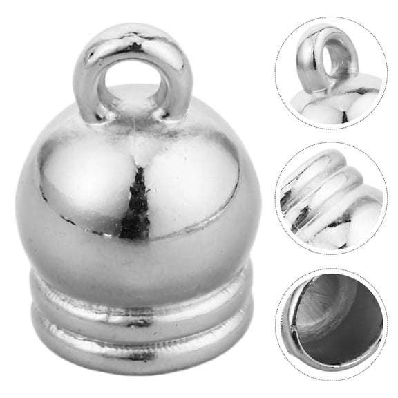 Clispeed 50Pcs Silver Plastic Tassel Caps Cap Fasteners for Fashion Accessories Jewelry Making Parties