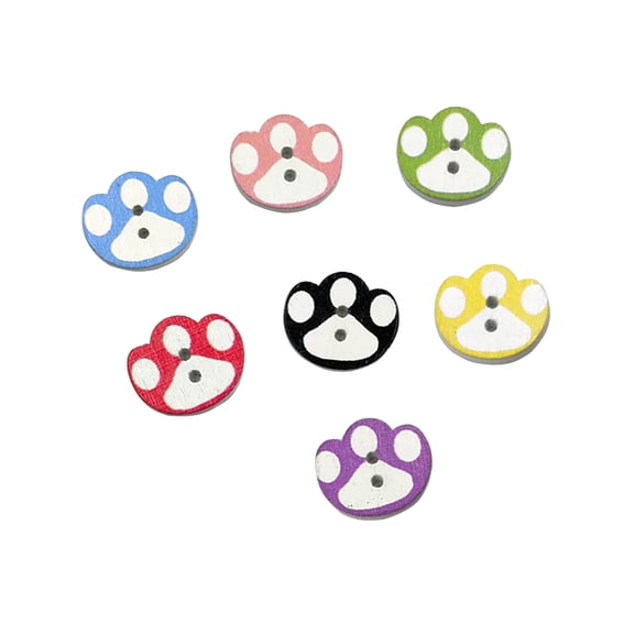 Clispeed 50Pcs Unique Footprint Wood Buttons for Sewing, Crafting, Projects and Scrapbooking