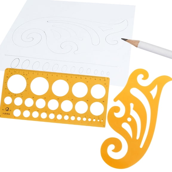 Clispeed 5Pcs Building Formwork Ruler Set Golden Plastic Templates for Accurate Length Measurement