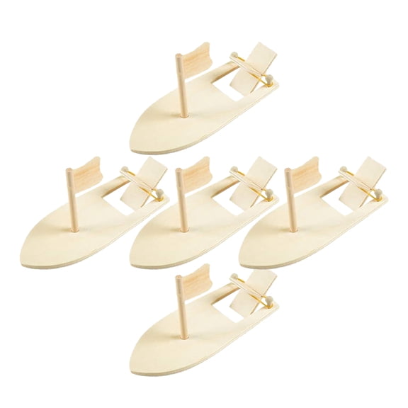 Clispeed 5Pcs Wood Sailboat DIY Model Khaki Blank Surface for Painting and Home Decor