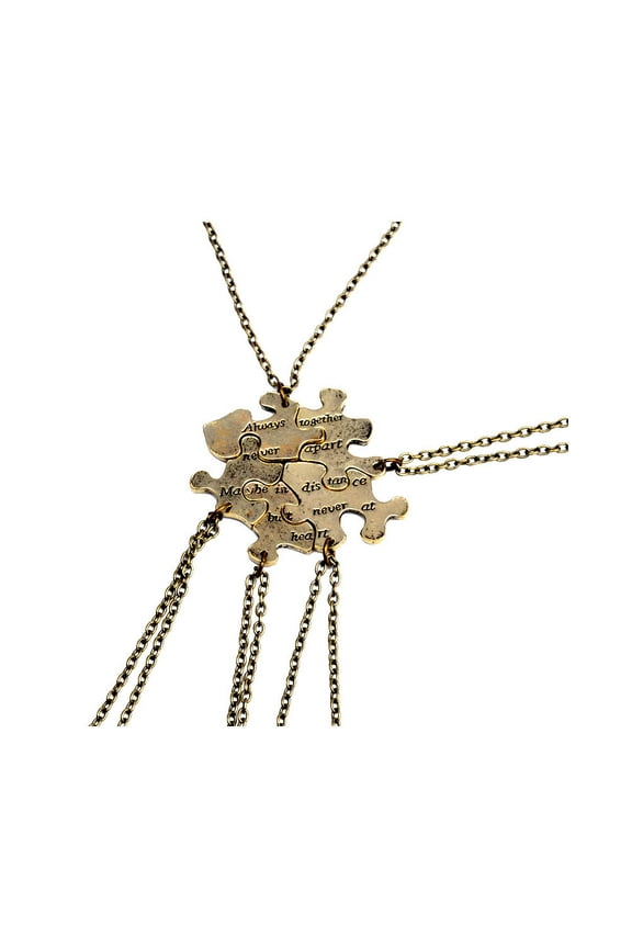 5Pcs Necklace Set Neck Decoration Golden Alloy Fashion Puzzle Shaped Emotion Expression for Women Accessories