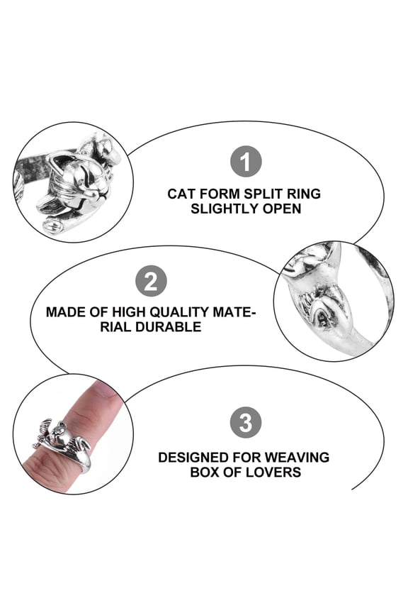 5Pcs Knitting Loop Rings Cat Adjustable Silver for Yarn Tension Control