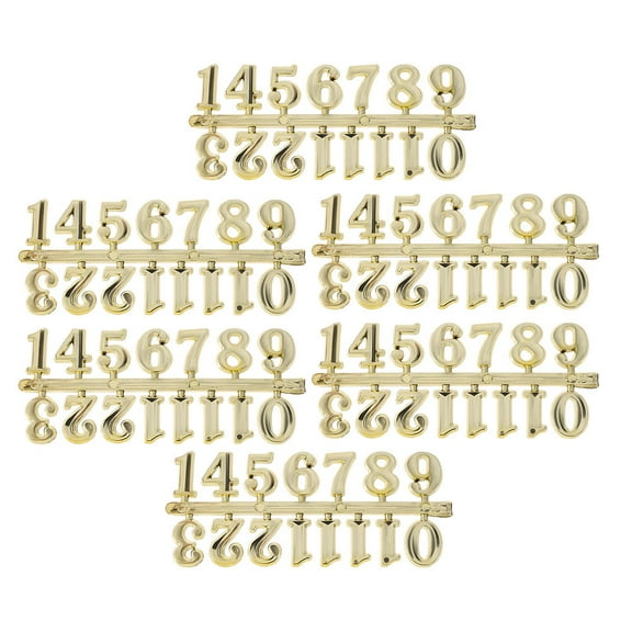 Clispeed 6Sets Clock Numerals Supplies Golden Plastic Arabic Numbers for Decorative Wall Clock Projects