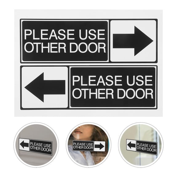 Clispeed 6Pcs Black PVC Self Adhesive Door Sign Stickers Waterproof Office Business Home Direction Indicators