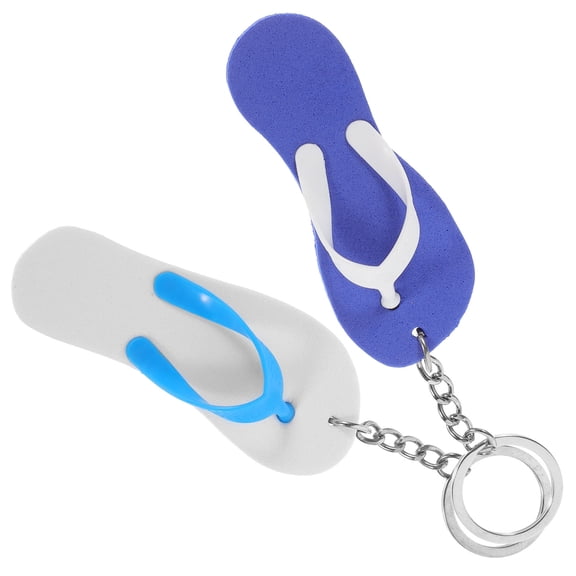Clispeed 6Pcs Blue Slipper Keychain Bulk Decorative Luau Keychains for Bag Hanging and Portable Use