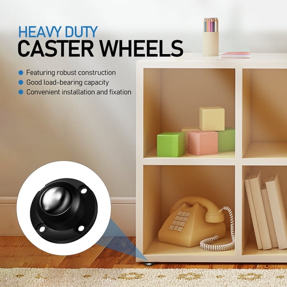Clispeed 8pcs Caster Wheels Set Black Nickel Plated Steel Balls Heavy Duty For Home Appliance