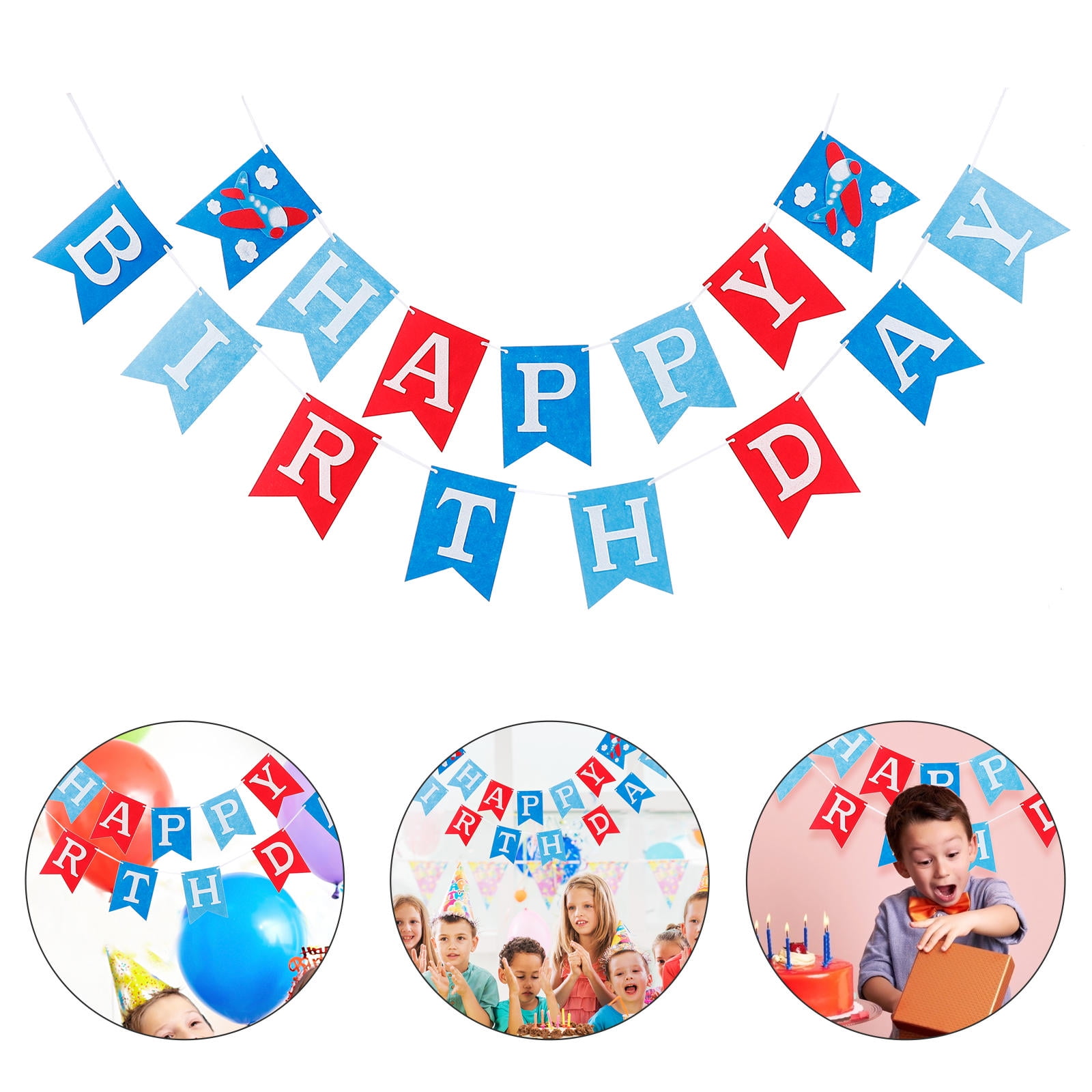 Clispeed Assorted Color Birthday Party Banner with Airplane Patterns ...