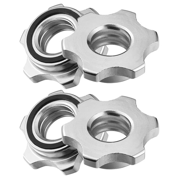 Clispeed 4Pcs White Barbell Nut Collars Double Locking for Stable Weight Lifting