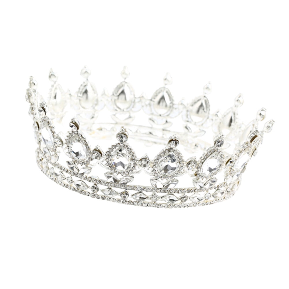 Clispeed Plated Silver Rhinestone Crown Alloy Decorative Shining ...