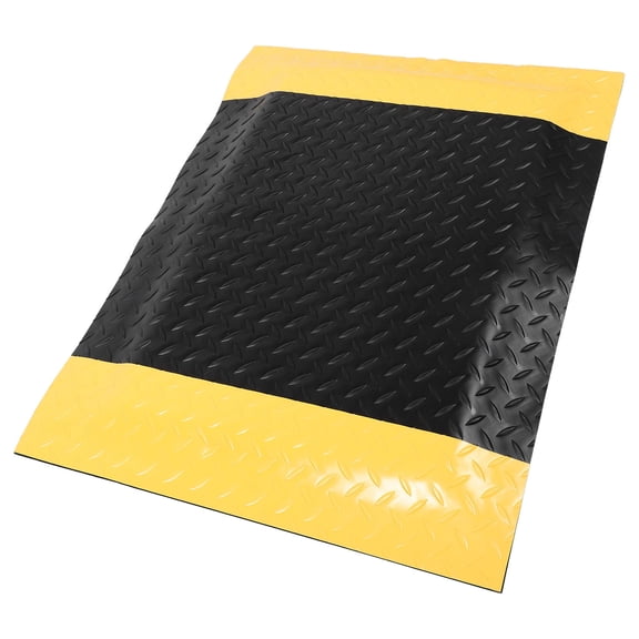 Clispeed Anti Static Floor Mat Black Rubber Non Slip with Yellow Safety Border for Home