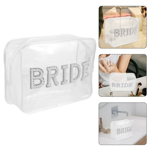 Clispeed Bride Emergency Kit for Wedding Day Transparent Makeup Bag PVC Travel Pouch for Storage 10 x 6 inches