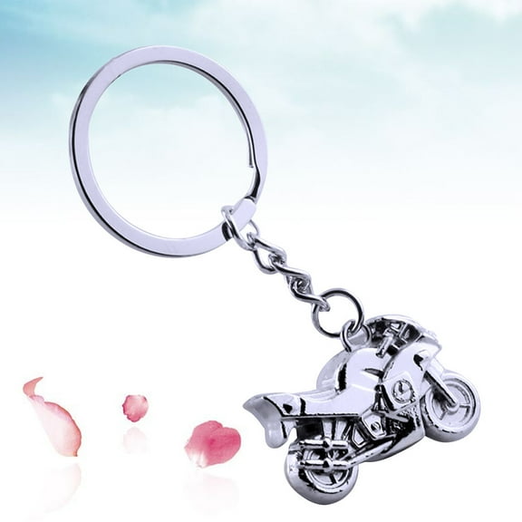 Clispeed Motorcycle Keychain Decoration Metal Keyring Silver Modern Design 1Pack for