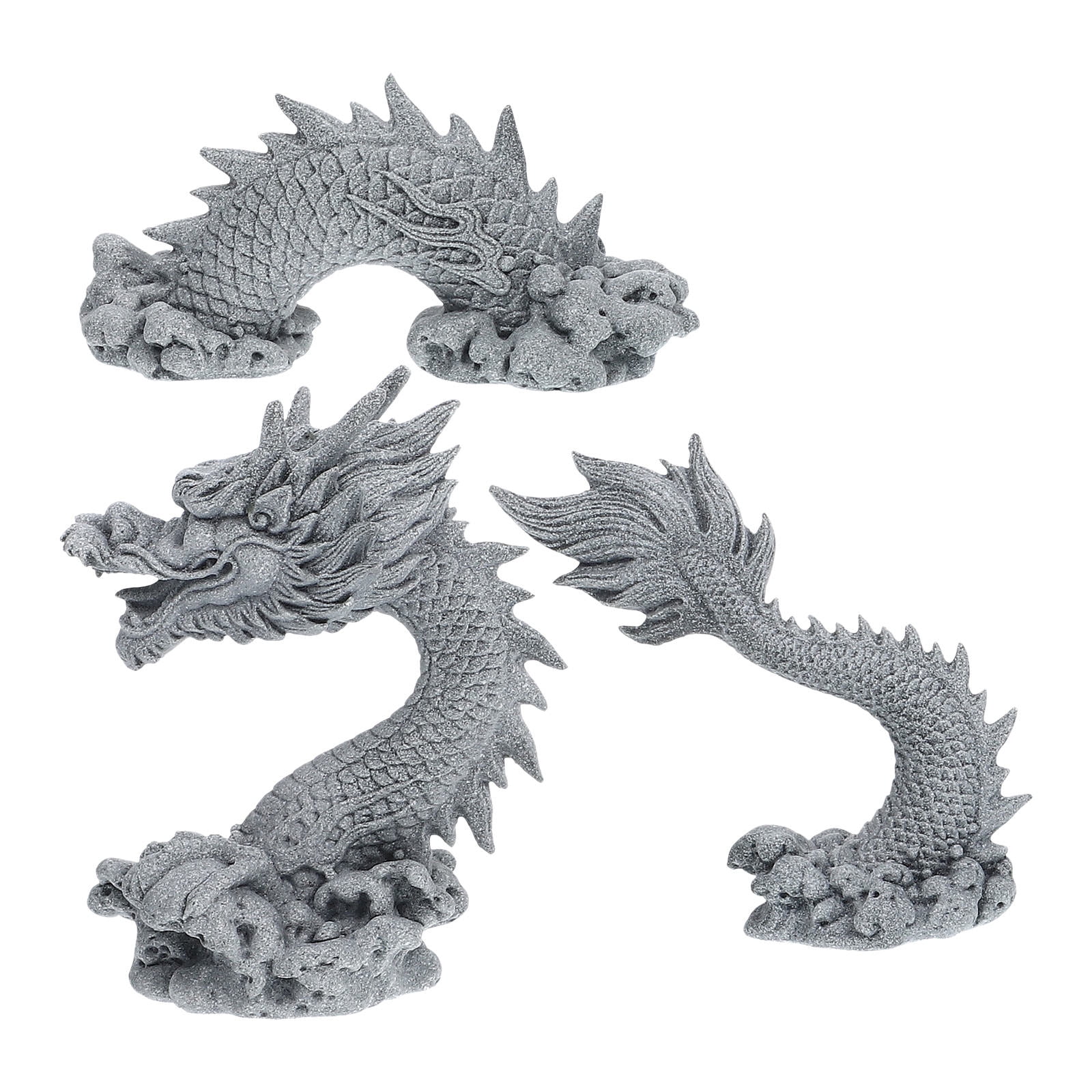 Clispeed Grey Sandstone Chinese Dragon Figurine Unique Indoor Decorative Art Sculpture for Home and Office Display