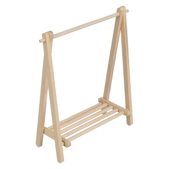 Clispeed Drying Doll Rack Dollhouse Folding Clothes Rack Beige Wood 1Pack