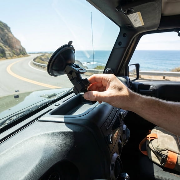 Clispeed Rotatable Black Car Suction Cup Mount with Adjustable Angle for Dashboard Camera