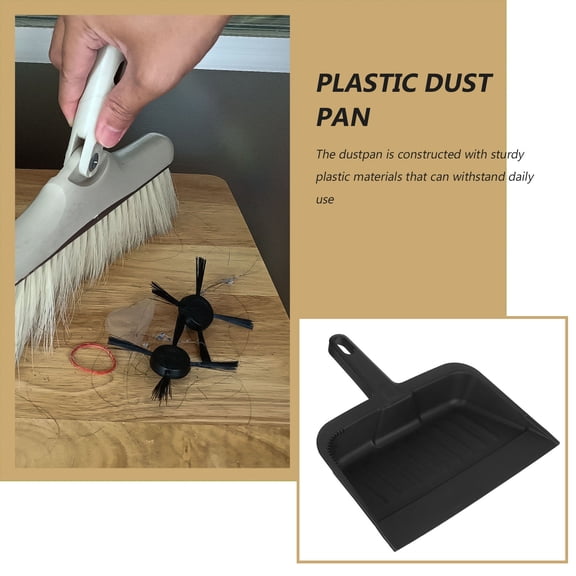 Clispeed Black Plastic Dustpan, Durable and Large Capacity for Home Use