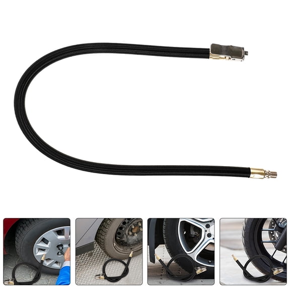 Clispeed Emergency Use Nylon Inflation Hose Inflator Extension Hose Black 1Set for Outdoor Emergency