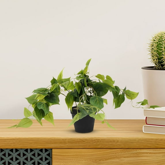 Clispeed Realistic Artificial Pothos Plant in Decorative Pot, Faux Hanging Greenery for Indoor Home, Office, and Living Room Decor
