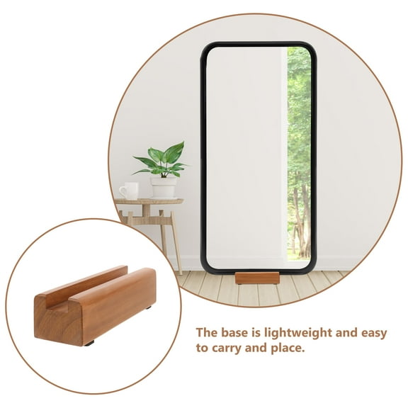 Clispeed Floor Mirror Stand Support Solid Wood Base for Homeowners Brown 1Pack