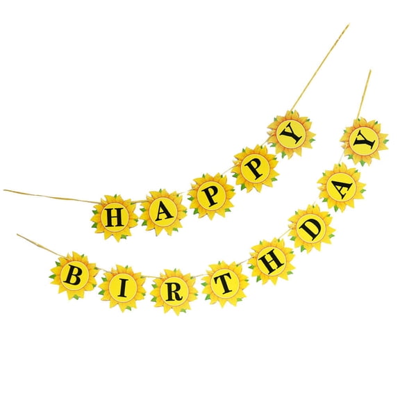 Clispeed Yellow Sunflower Birthday Banner Paper Garland for Party Decoration, Celebration Supplies