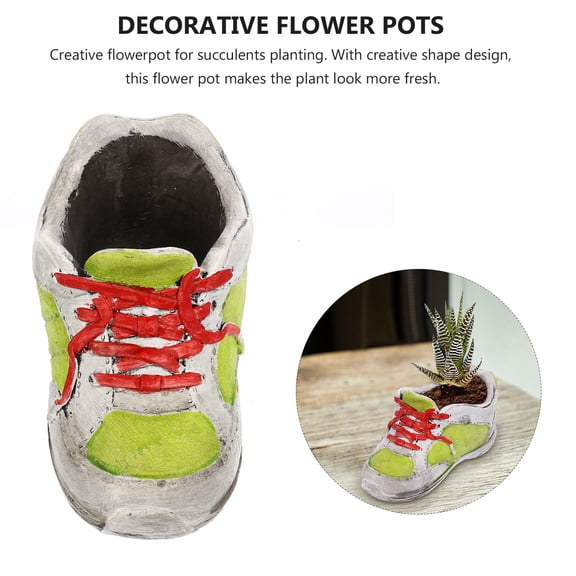 Clispeed Ceramic Imitation Shoe Flower Pot, Green, Retro Style, Creative Succulent Planter