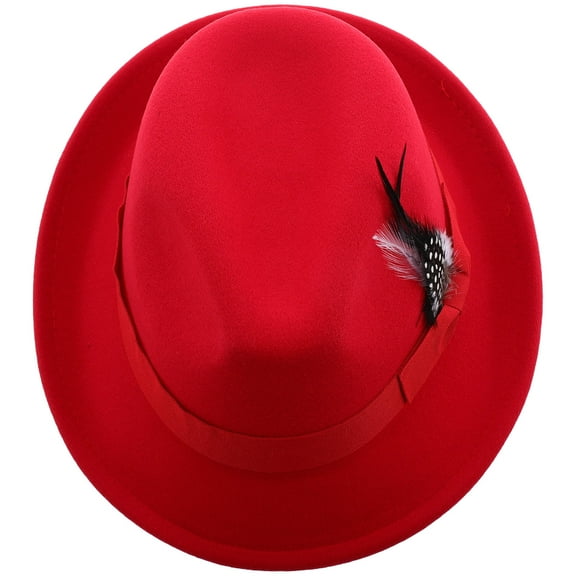Clispeed Red Cotton Felt Mens Fedora Hat Stylish Warm for Parties Weddings