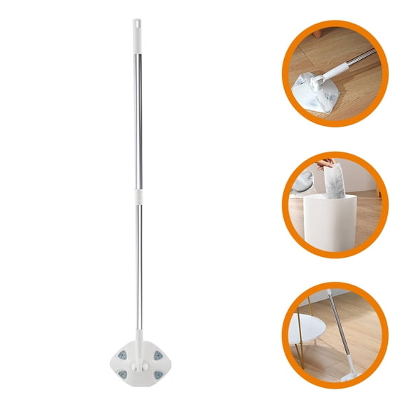 Clispeed White Retractable Dust Mop with Replaceable Face Towel for Easy and Efficient Home Cleaning