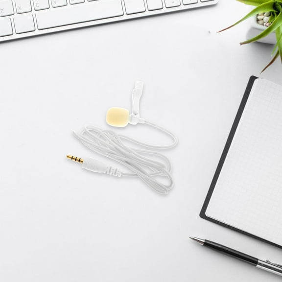 Clispeed Compact Lavalier Mic Noise-Canceling Tiny Microphone for Phone White Plastic and Metal