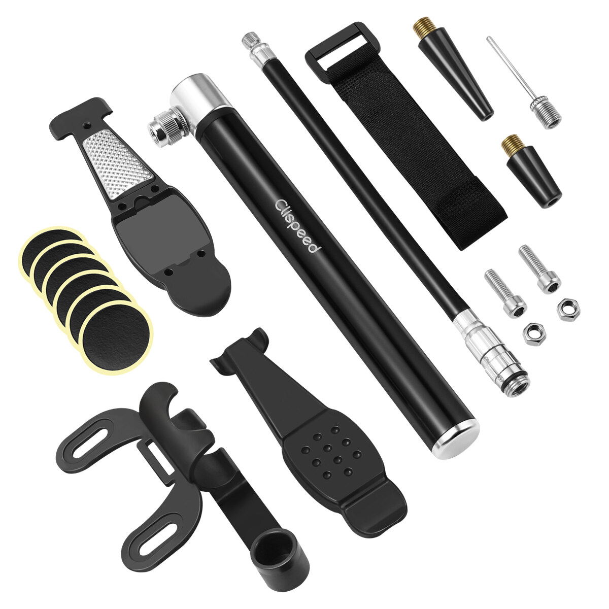 Clispeed Mini Bike Pump Kit Portable Frame Pump Puncture Repair Kit