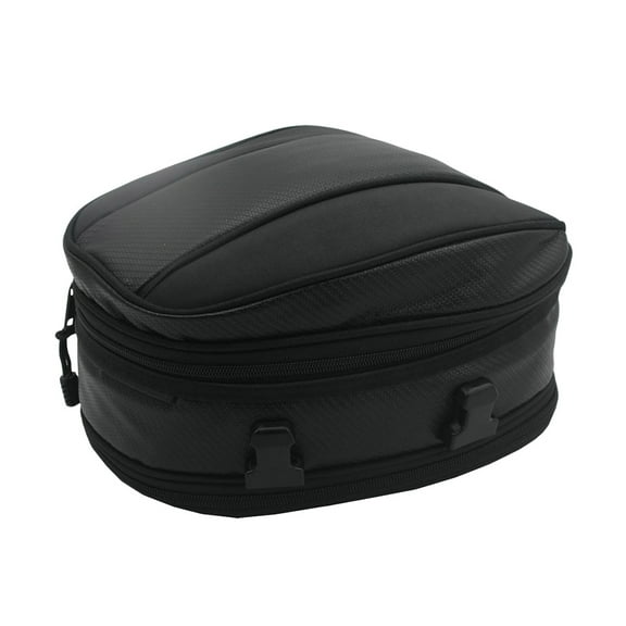 Clispeed Black Motorcycle Rear Seat Bag with Reverse Coil Zippers for Smooth Use