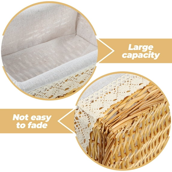 Clispeed Handwoven Wicker Basket with Washable Liner Multipurpose Storage for Home and Office