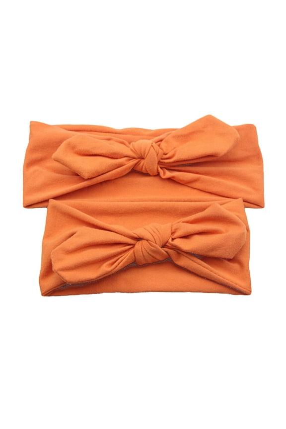 Newborn Headwrap Headband Hair Bows Baby Girl Accessories Orange 2Set