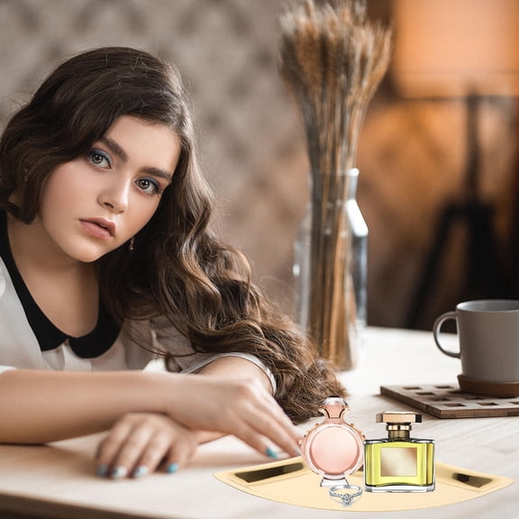 Clispeed Golden Stainless Steel Trinket Tray for Home Decorative Jewelry Holder and Key Organizer